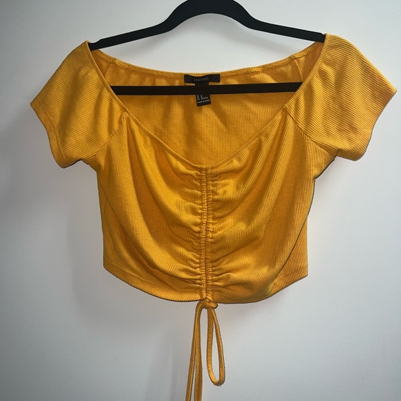 Forever 21 Mustard Yellow Scrunchie Crop Top Size Medium - Picture 6 of 6